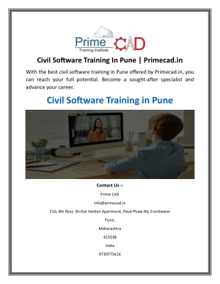 Civil Software Training In Pune  Primecad.in