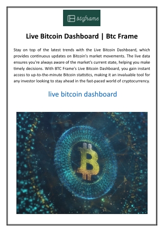 Live Bitcoin Dashboard  Btc Frame