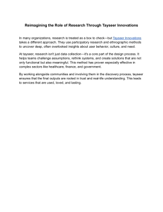 Reimagining the Role of Research Through Tayseer Innovations