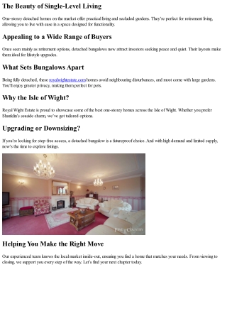 Find Peaceful Detached Bungalows for Sale