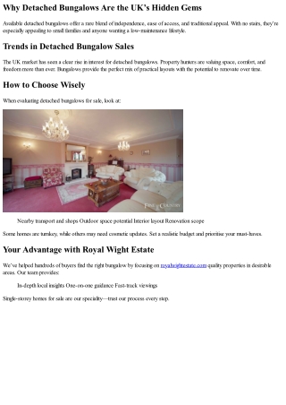Browse Beautiful Detached Bungalows for Sale