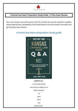 Criminal Law Exam Preparation Study Guide