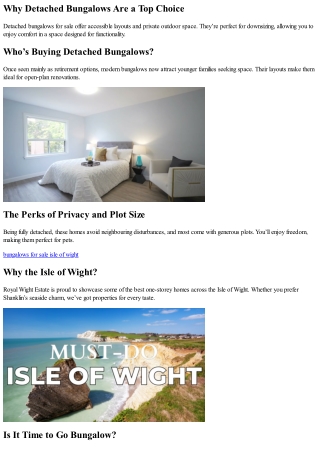 Find Peaceful Detached Bungalows for Sale