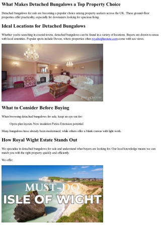 Explore Detached Bungalows for Sale