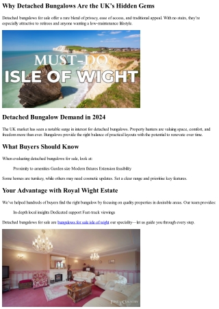 View Beautiful Detached Bungalows for Sale