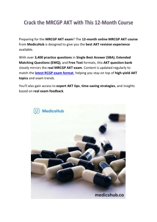 MRCGP AKT 12-Month Course | High-Yield Online Revision