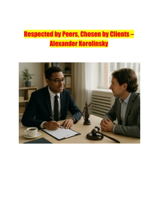 Respected by Peers, Chosen by Clients – Alexander Korolinsky