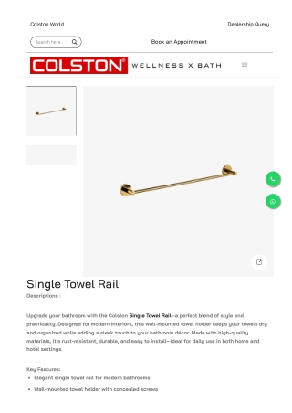 Single Towel Rail by Colston | Organized Bath Luxury