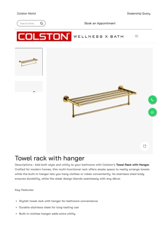 Towel Rack with Hanger by Colston | Efficient Storage Design