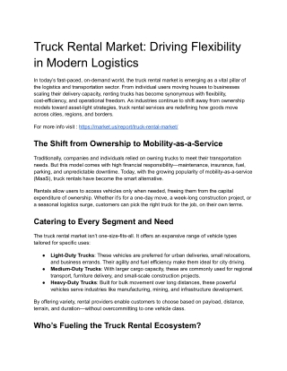 Truck Rentals Become Essential to Evolving Supply Chains