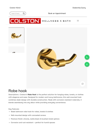 Robe Hook by Colston | Elegant Bath Organization