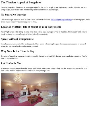 Uncover Top Detached Bungalow Listings