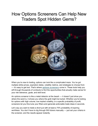 How Options Screeners Can Help New Traders Spot Hidden Gems