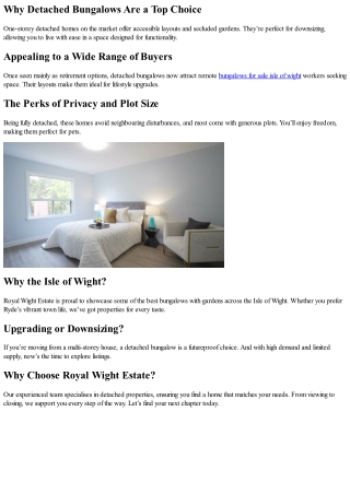 Find Peaceful Detached Bungalows for Sale