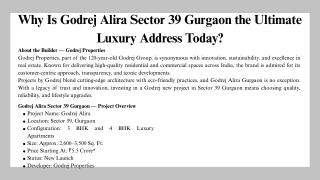 Why Is Godrej Alira Sector 39 Gurgaon the Ultimate Luxury Address Today