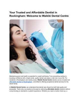 Your Trusted and Affordable Dentist in Rockingham_ Welcome to Waikiki Dental Centre