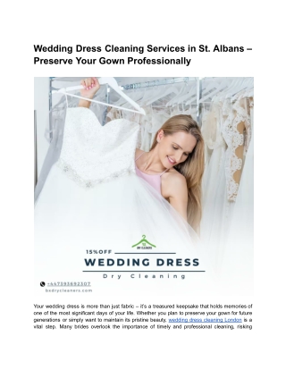 Wedding Dress Cleaning Services in St. Albans
