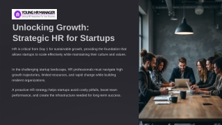 HR Manager for Startup Company: Your Strategic People Partner