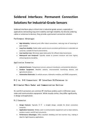 IPX Connector (U.FL) RF Interface Selection and Performance