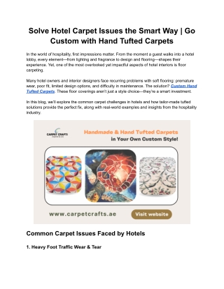 Solve Hotel Carpet Issues the Smart Way _ Go Custom with Hand Tufted Carpets