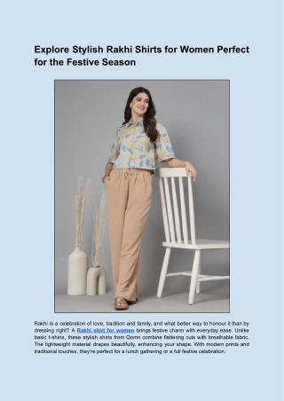 Explore Stylish Rakhi Shirts for Women Perfect for the Festive Season