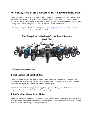Why Bangalore is the Best City to Buy a Second Hand Bike