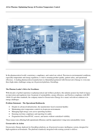 Pharma Energy Optimization with AI | Greenovative