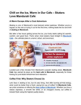 Chill on the Ice, Warm in Our Cafe – Skaters Love Mandurah Cafe