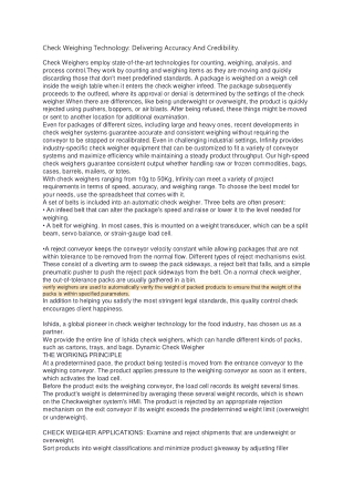 Check Weighing Technology: Delivering Accuracy And Credibility.