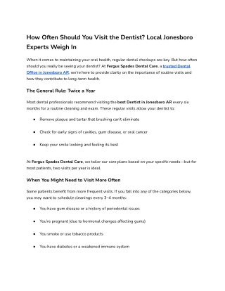 How Often Should You Visit the Dentist_ Local Jonesboro Experts Weigh In