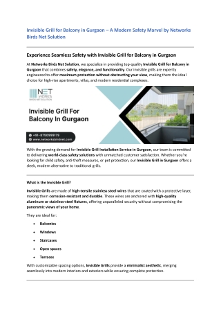 Invisible Grill for Balcony in Gurgaon