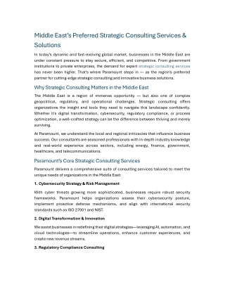 Middle East’s Preferred Strategic Consulting Services & Solutions