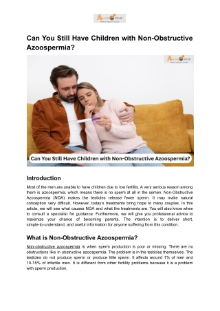 Can You Still Have Children with Non-Obstructive Azoospermia
