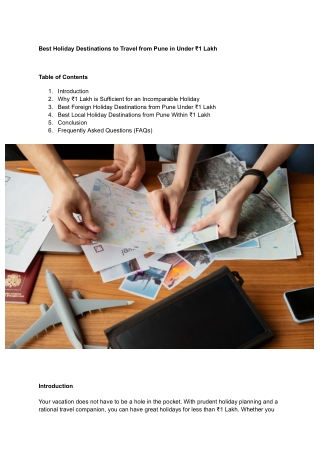 Best Holiday Destinations to Travel from Pune in Under ₹1 Lakh