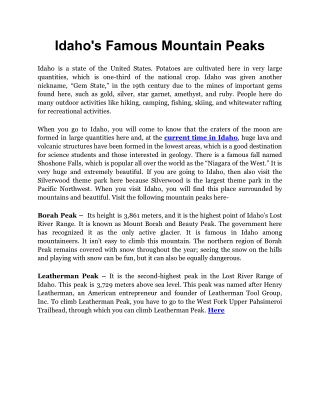 Idaho's Famous Mountain Peaks