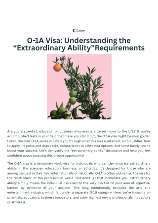 O-1A Visa Understanding the “Extraordinary Ability” Requirements