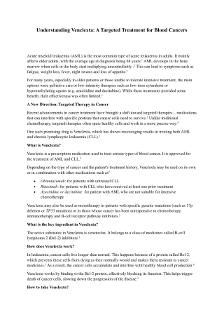 Understanding Venclexta A Targeted Treatment for Blood Cancers