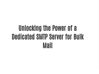 Dedicated SMTP Server
