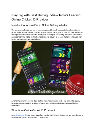 Play Big with Best Betting India – India’s Leading Online Cricket ID Provider