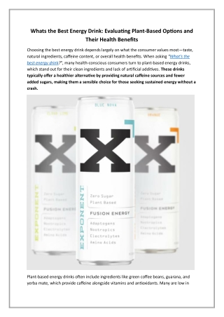 Whats the Best Energy Drink Evaluating Plant-Based Options and Their Health Benefits