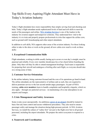 Top Skills Every Aspiring Flight Attendant Must Have in Today’s Aviation Industry