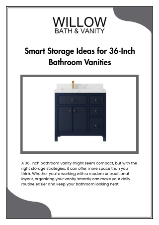 Smart Storage Ideas for 36-Inch Bathroom Vanities