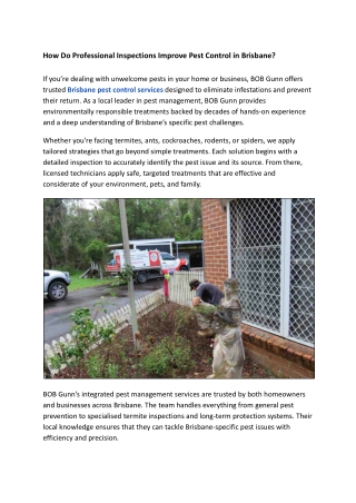 How Do Professional Inspections Improve Pest Control in Brisbane?