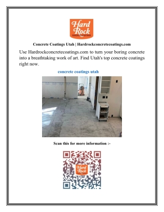Concrete Coatings Utah  Hardrockconcretecoatings