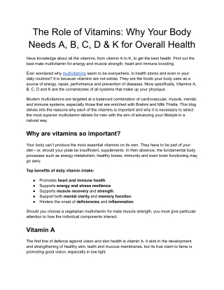 The Role of Vitamins_ Why Your Body Needs A, B, C, D & K for Overall Health