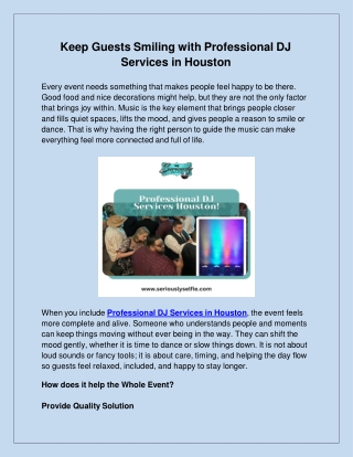 Keep Guests Smiling with Professional DJ Services in Houston