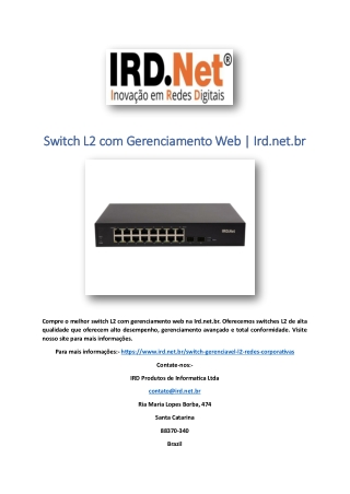 Switch L2 com Gerenciamento Web | Ird.net.br
