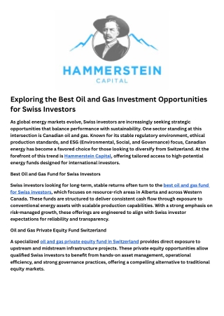 Ethical Conventional Energy Investment Switzerland