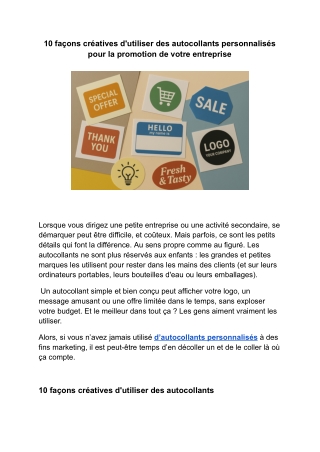 10 façons créatives d'utiliser des autocollants personnalisés pour la promotion de votre entreprise