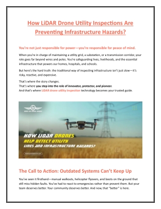 How LiDAR Drone Utility Inspections Are Preventing Infrastructure Hazards